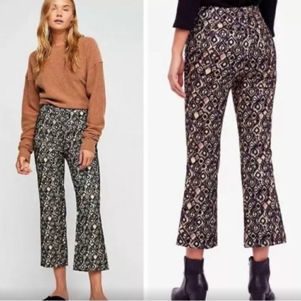Free People Mod Metallic Kick Flare Cropped Pant